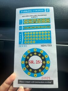 Front side of used ticket example